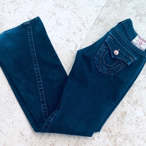 True Religion Boot Cut Leg Dark Wash Jeans Size 26 - Picture 6 of 16